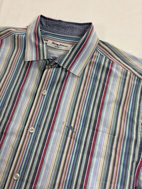 Tommy Bahama Island Zone Mens Long Sleeve Button Shirt Striped - L Flip Cuff